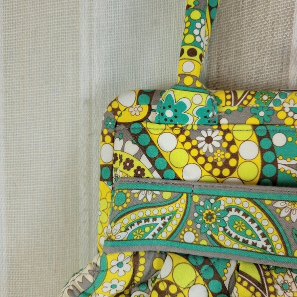 Vera Bradley Alice Lemon Parfait Handbag Purse‎ Snap Top Paisley Yellow Green - Picture 2 of 9